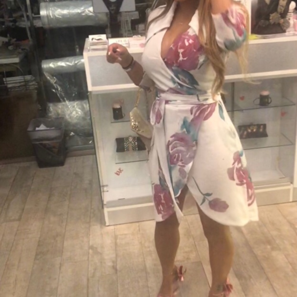 Ramona La Rue chiffon floral wrap dress